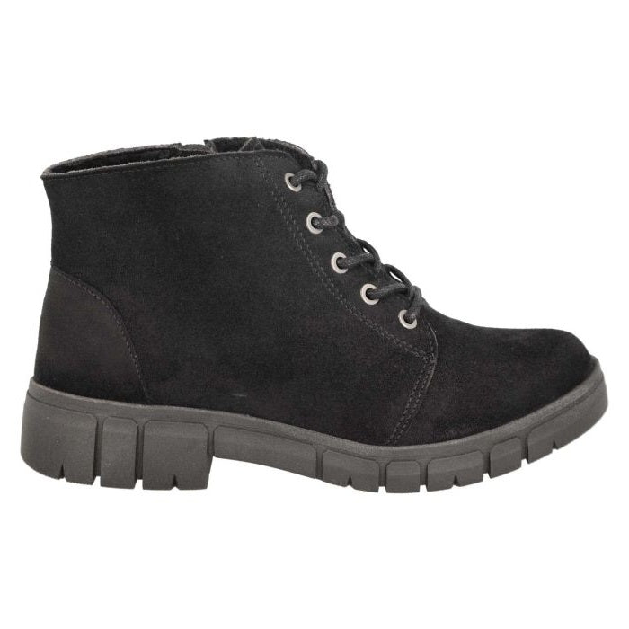 Women's Wide Fit DB Poplar Boots in Black Suedette - Image 1