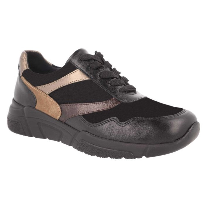 Women's Wide Fit DB Watercress Trainers in Beige Leather / Khaki Suede - Image 1