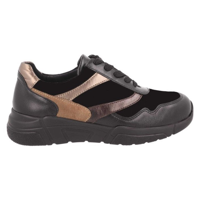 Women's Wide Fit DB Watercress Trainers in Beige Leather / Khaki Suede - Image 14