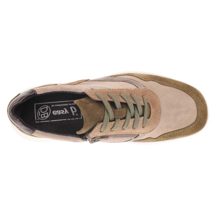 Women's Wide Fit DB Watercress Trainers in Beige Leather / Khaki Suede - Image 21