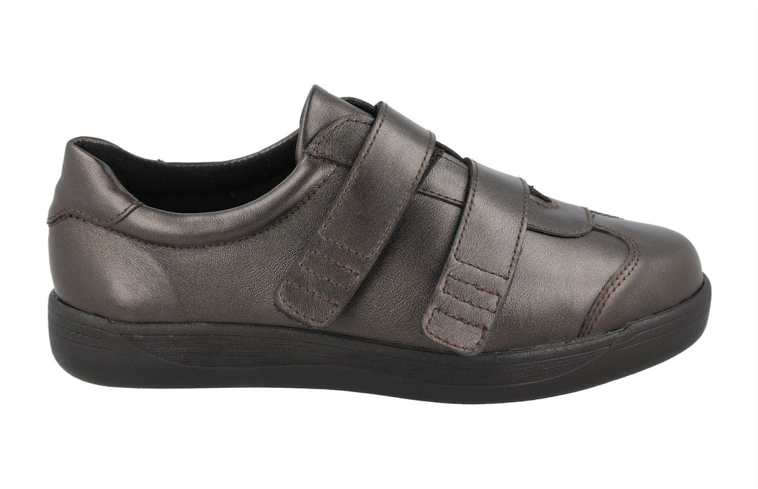 Women's Wide Fit DB Grasshopper Shoes in Black Leather - Image 11