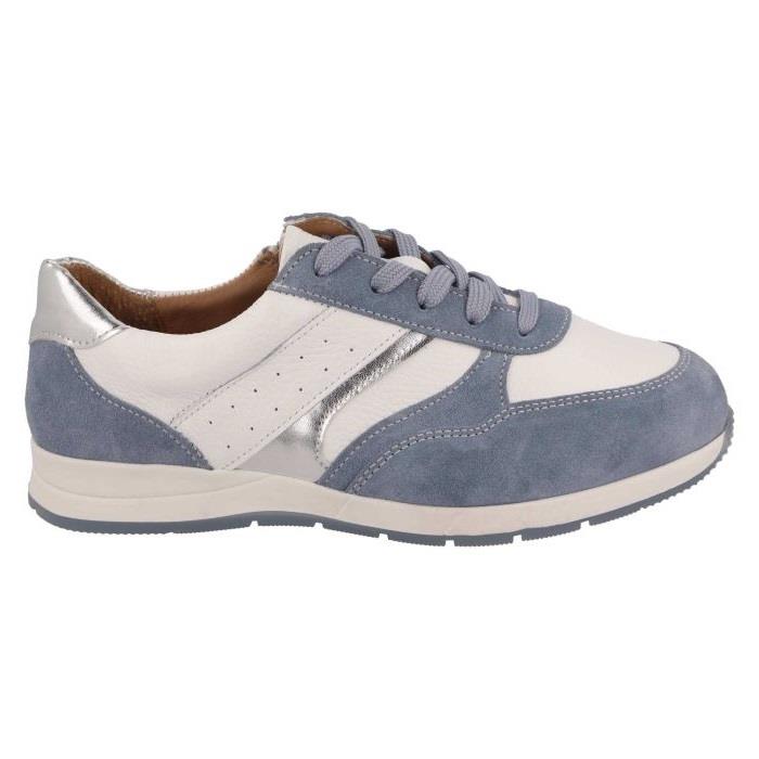 Women's Wide Fit DB Miriam Trainers in Blue Suede / White Leather - Image 2