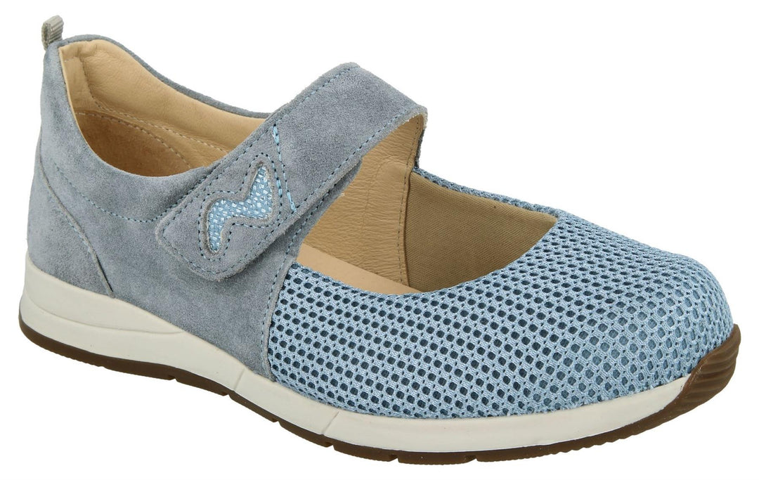 Womens Wide Fit DB Hawaii Canvas Shoes in Sky Blue Suede / Mesh - Image 3