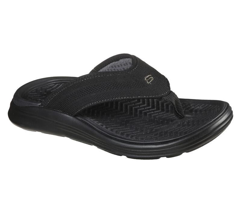 Men's Wide Fit Skechers 204383 Relaxed Fit Sargo Point Vista Flip Flops in Black - Image 2