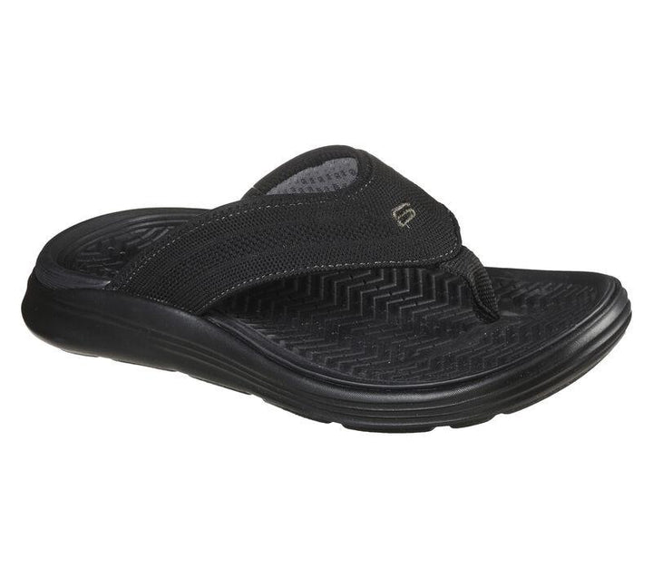 Men's Wide Fit Skechers 204383 Relaxed Fit Sargo Point Vista Flip Flops in Black - Image 1
