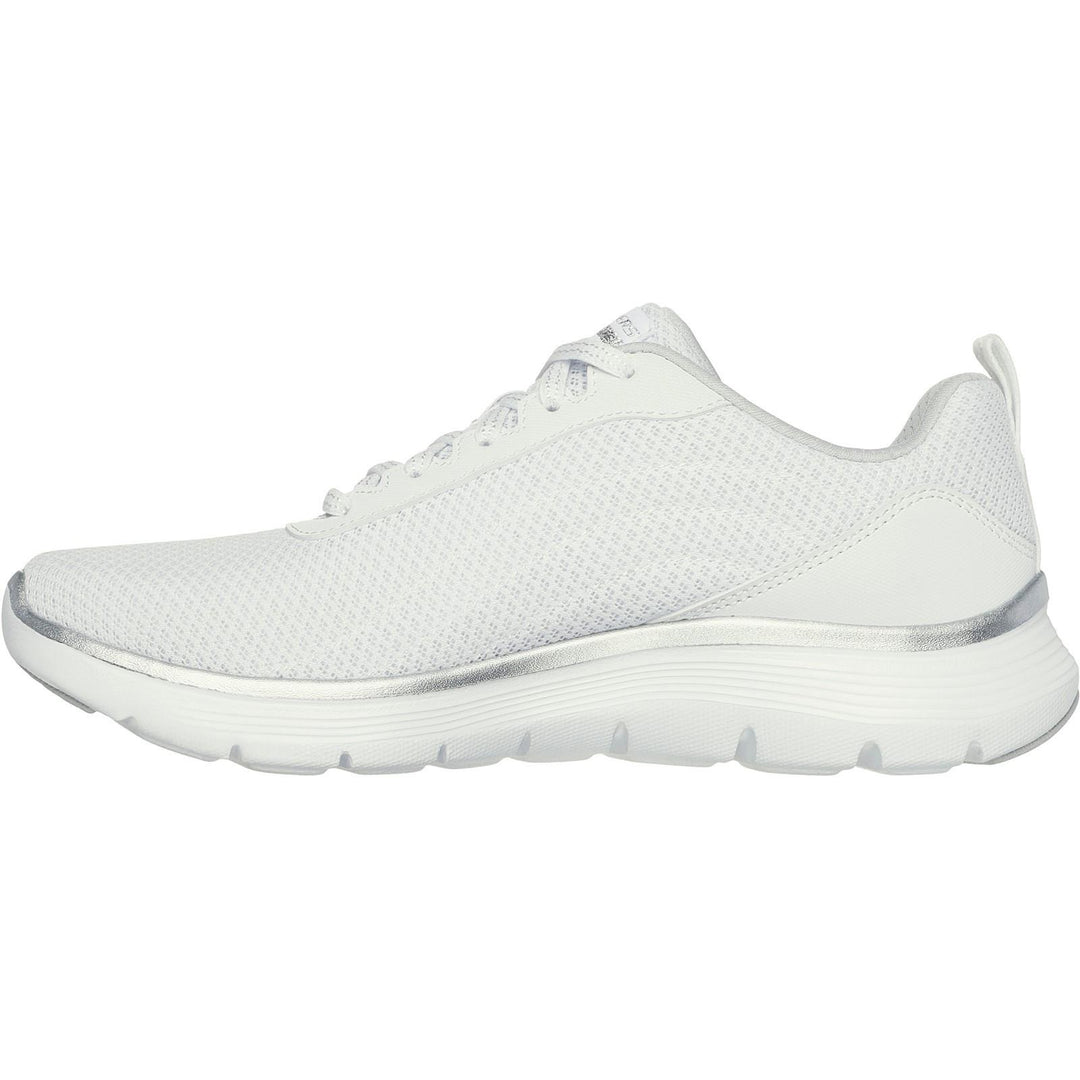 Womens Wide Fit Skechers 150206 Flex Appeal 5.0 Uptake Trainers in White/Silver - Image 9