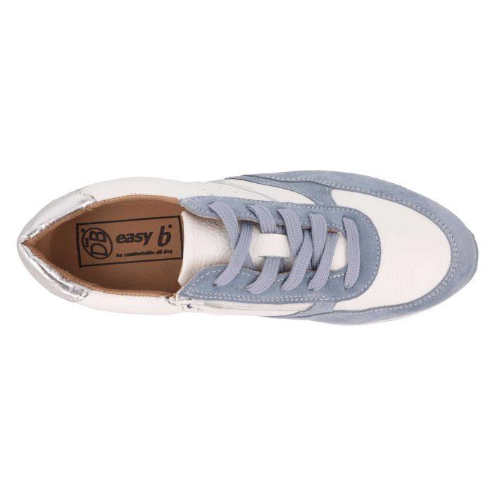 Women's Wide Fit DB Miriam Trainers in Blue Suede / White Leather - Image 4