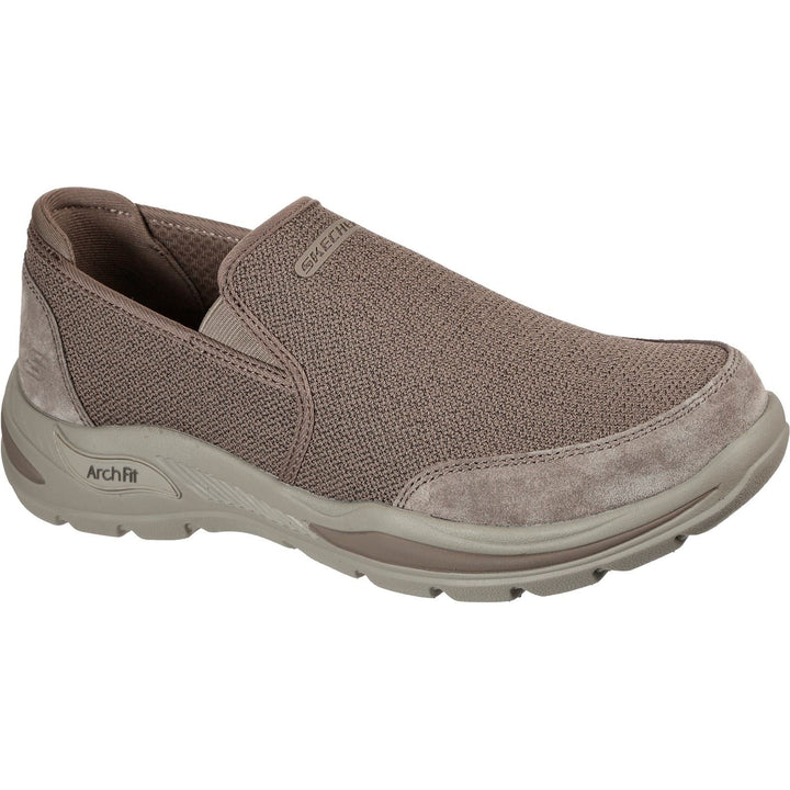 Men's Wide Fit Skechers 204509 Arch Fit Motley Ratel Slip On Trainers in Light Brown - Image 1