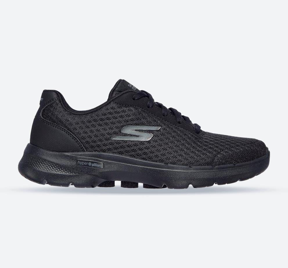 Women's Wide Fit Skechers 124514 Go Walk 6 Iconic Vision Trainers - Black in Black - Image 1