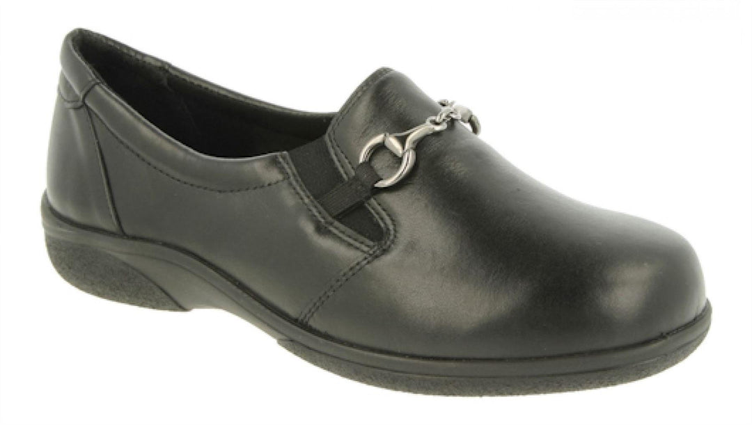 Womens Wide Fit DB Antarctica Shoes in Black Leather - Image 3