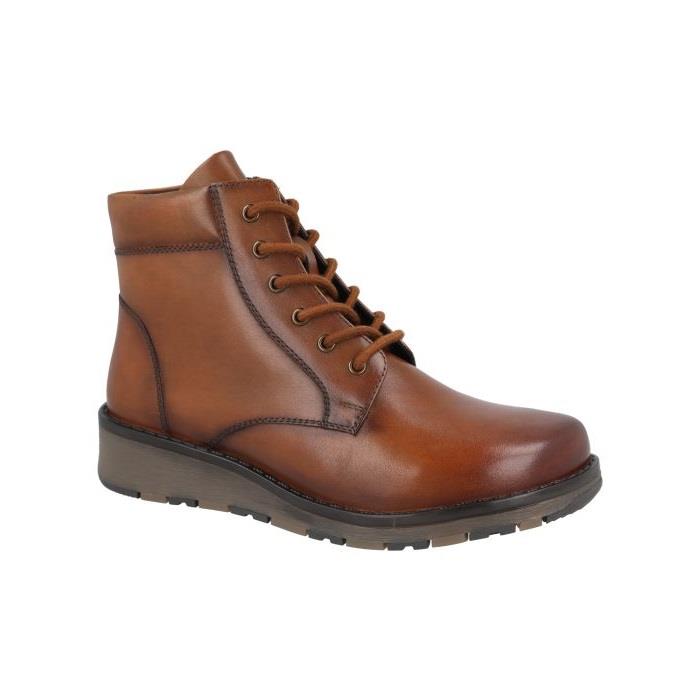 Womens Wide Fit Lace Up Boots by DB Shoes - Buckingham in Black Leather - Image 6