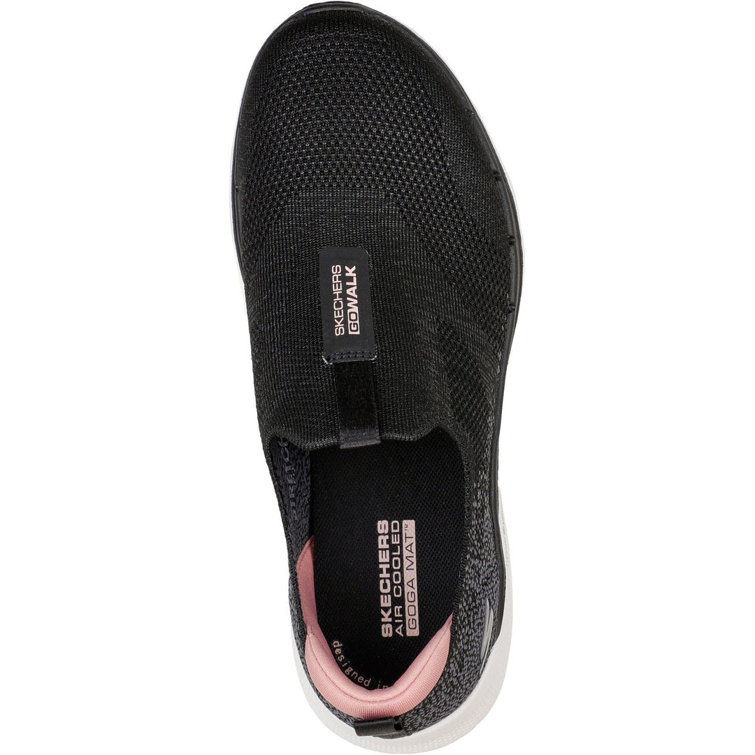 Women's Wide Fit Skechers 124502 Go Walk 6 Glimmering Trainers - Black/Pink in Black/Pink - Image 4