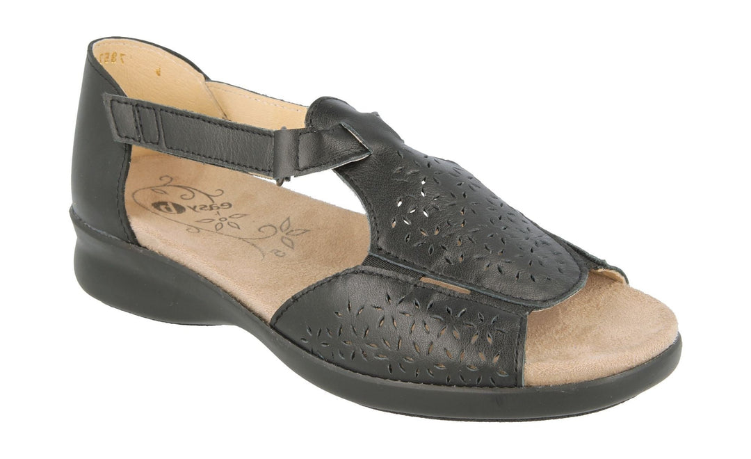 Womens Wide Fit DB Halford Sandals in Black - Image 3