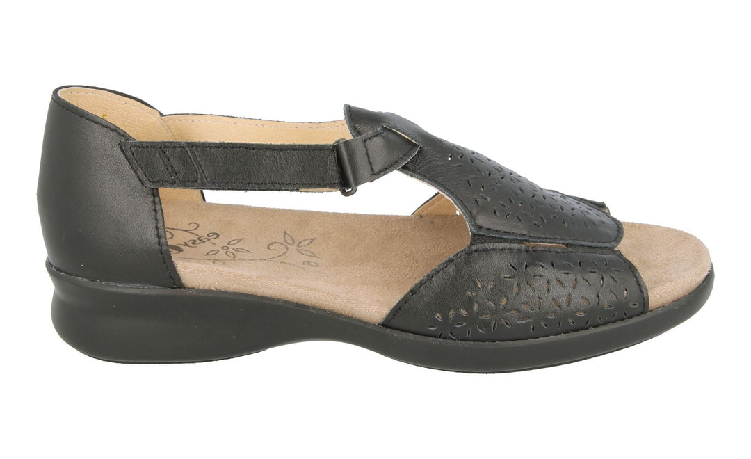 Womens Wide Fit DB Halford Sandals in Black - Image 2