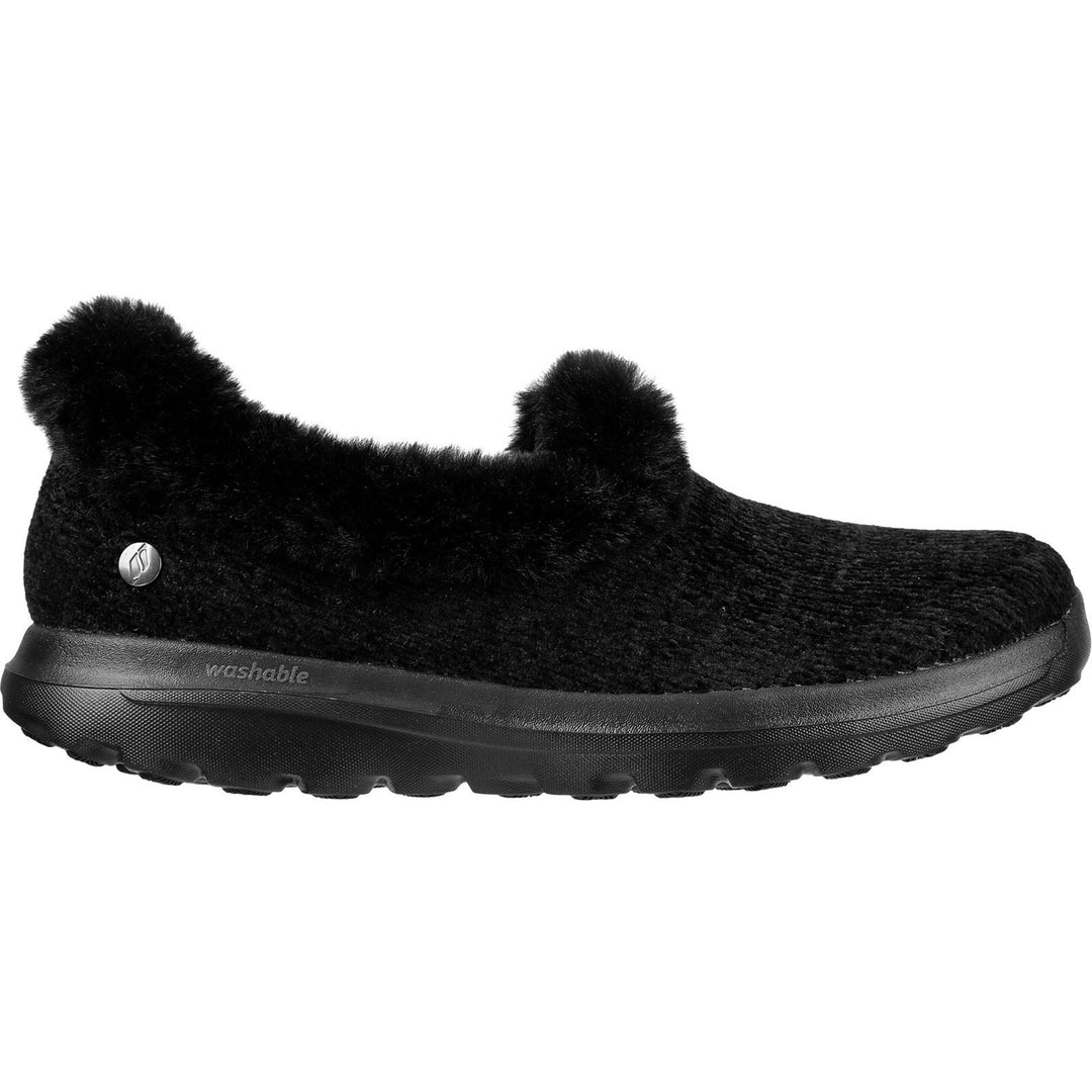 Women's Wide Fit Skechers 175051 Go Walk Lounge Slippers in Black - Image 2
