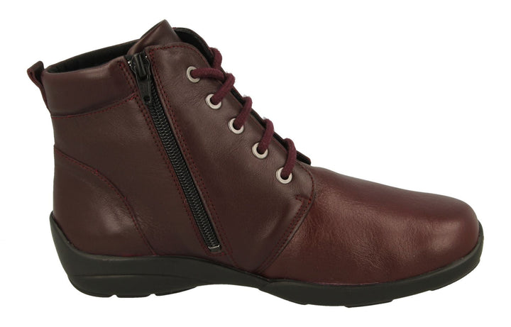 Womens Wide Fit DB Santa Boots in Burgundy - Image 1