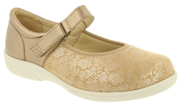 Womens Wide Fit DB Roberta Shoes in Black Lea / Stretch - Image 1