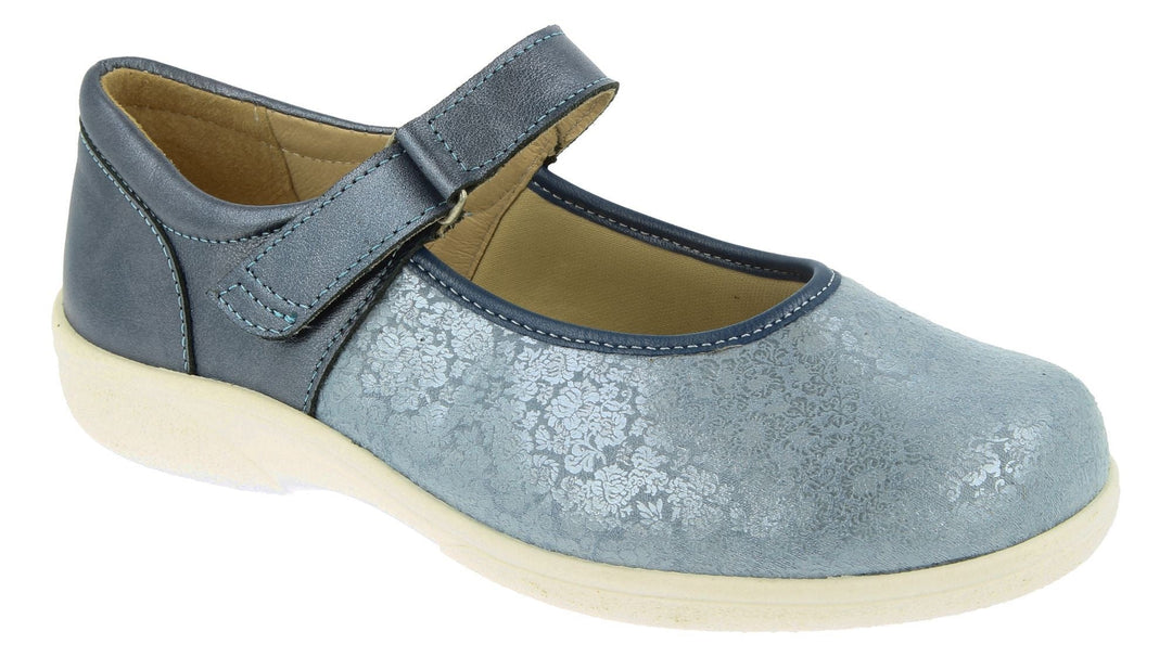 Womens Wide Fit DB Roberta Shoes in Black Lea / Stretch - Image 11