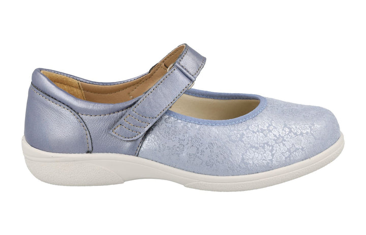 Womens Wide Fit DB Roberta Shoes in Black Lea / Stretch - Image 1