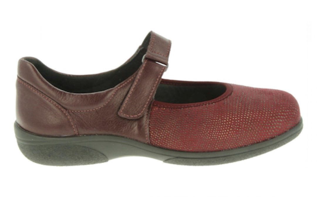 Womens Wide Fit DB Roberta Shoes in Black Lea / Stretch - Image 6