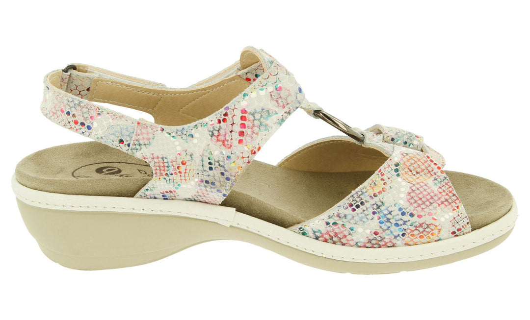 Womens Wide Fit DB Turtle Sandals in Beige Mottled Suede - Image 13