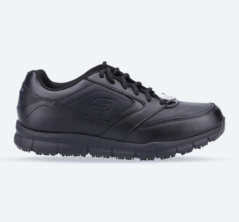Men's Wide Fit Skechers 77156EC Nampa Occupational Trainers - Black in Black - Image 1