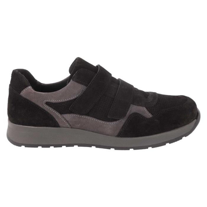 Men's Wide Fit DB Edmund Trainers in Black / Grey Suede - Image 2