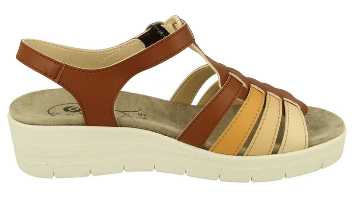Womens Wide Fit DB Pochard Sandals in Red Multi Synthetic - Image 1