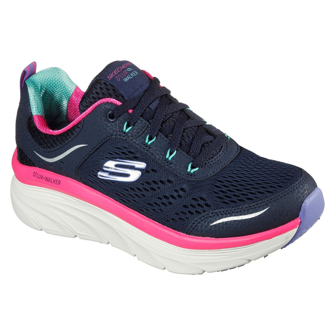 Women's Wide Fit Skechers 149023 D'lux Walker Infinite Motion Sports Trainers - Navy/Multi in Navy/Multi - Image 3