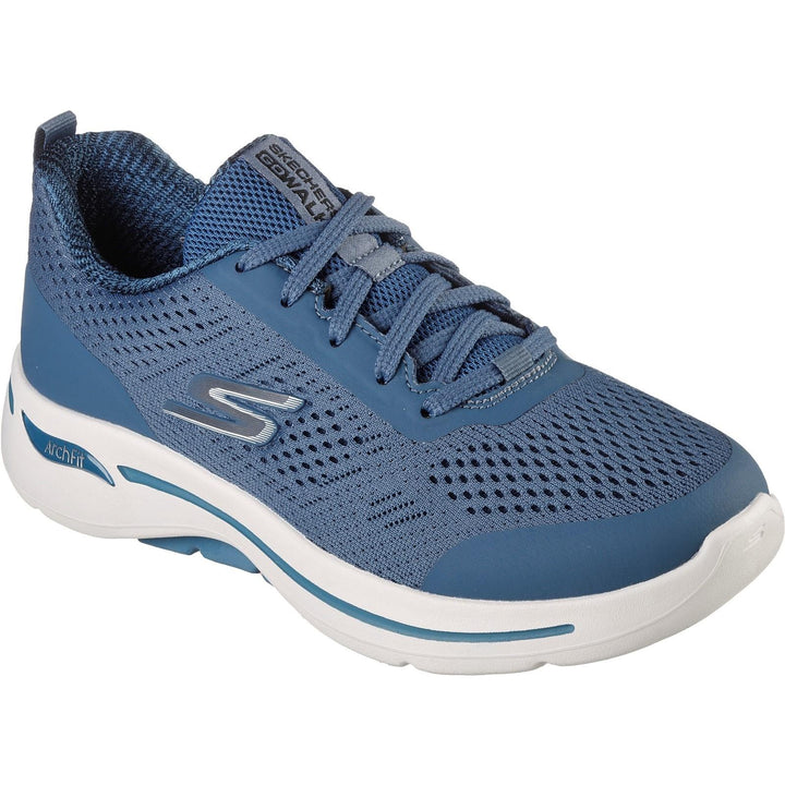 Women's Wide Fit Skechers 124404 Go Walk Arch Fit Motion Breez Trainers in Blue - Image 1
