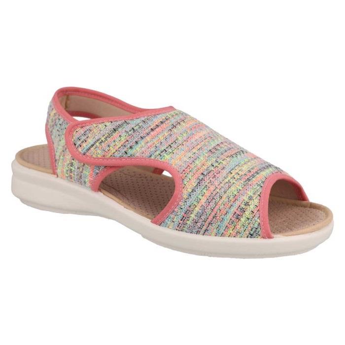 Women's Wide Fit DB Ragwort Sandals in Black Multi Stretch - Image 1
