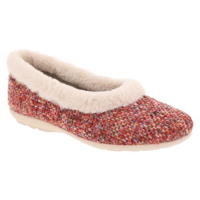 Women's Wide Fit DB Robyn Slippers in Rose Multi Textile - Image 4