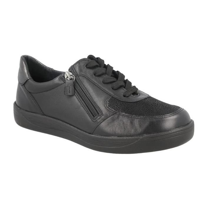 Women's Wide Fit DB Bridgetown Shoes in Black Lea / Stretch - Image 3