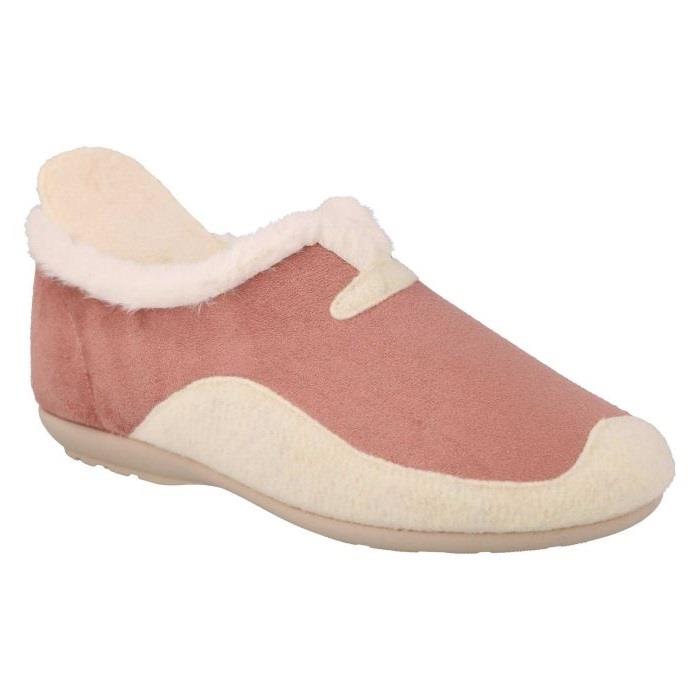 Women's Wide Fit DB Jodie Slip on Slippers in Pink Suedette / Grey Felt - Image 1