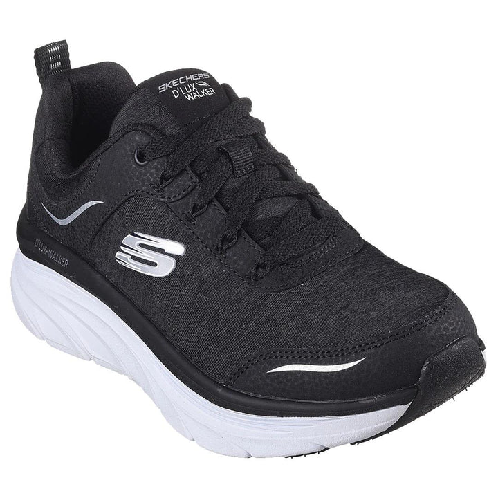 Women's Wide Fit Skechers Relaxed Fit 149336 D'lux Walker Cool Groove Trainers in Black/White - Image 1