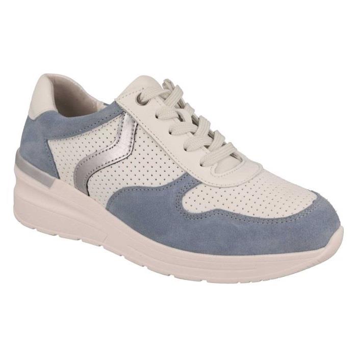 Women's Wide Fit DB Speedwell Trainers in White Leather / Black Suede - Image 1