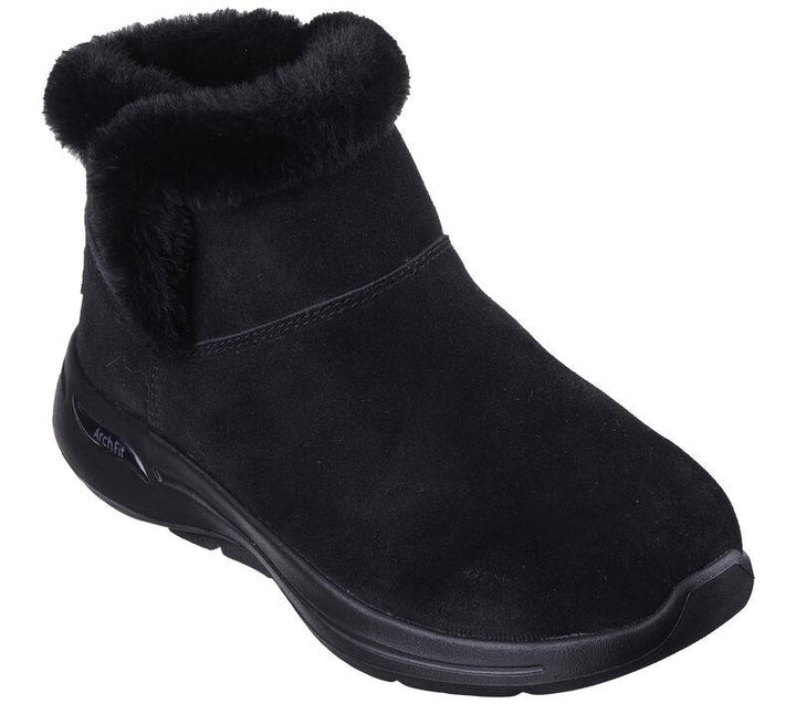 Women's Wide Fit Skechers 144400 Go Walk Arch Fit Cherish Boots in Black - Image 1