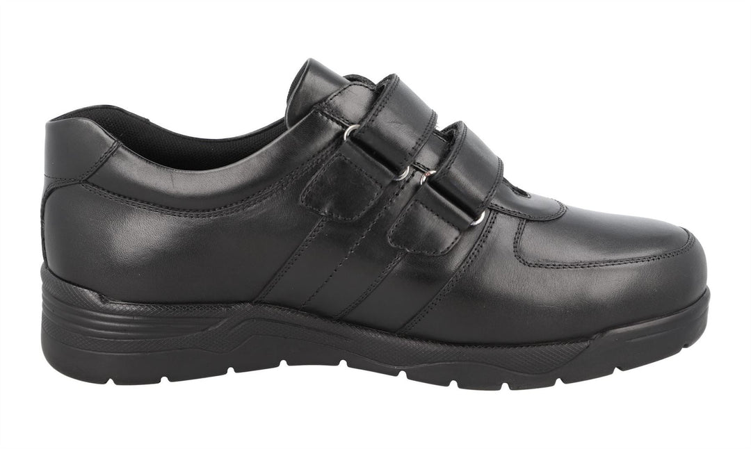 Men's Wide Fit DB Kevin Shoes in Black Leather - Image 4