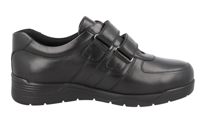 Men's Wide Fit DB Kevin Shoes in Black Leather - Image 1