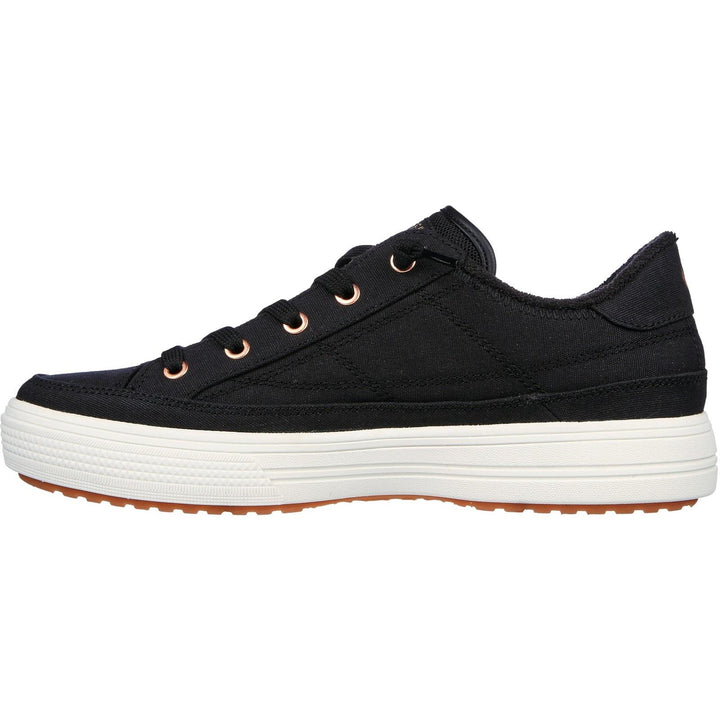 Women's Wide Fit Skechers 177190W Arch Fit Arcade Meet Ya There Shoes - Black in Black - Image 1