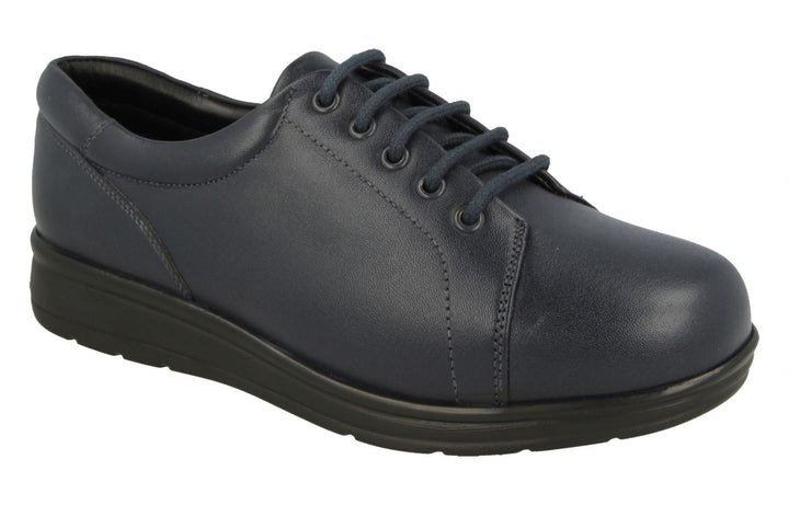 Womens Wide Fit DB Bracken Shoes in Black Leather - Image 1