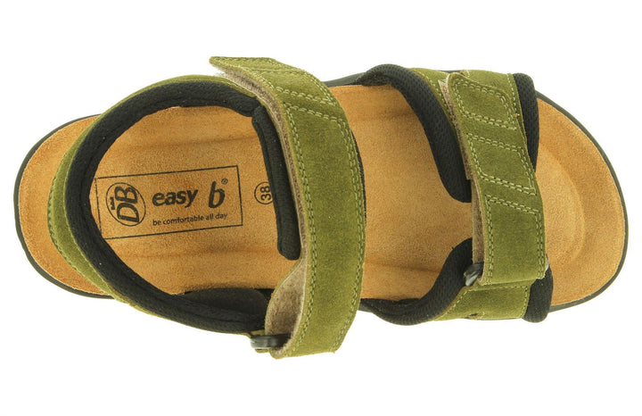Womens Wide Fit DB Peel Sandals in Navy Suede - Image 1