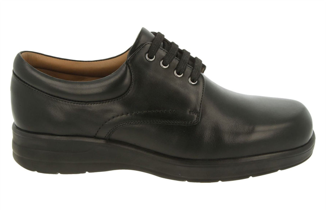 Mens Wide Fit DB Bob Lace Up Luxury Shoes in Black Leather - Image 2