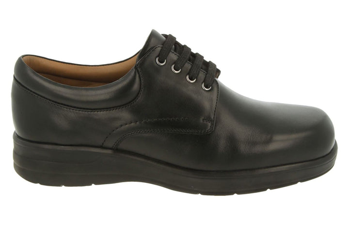 Mens Wide Fit DB Bob Lace Up Luxury Shoes in Black Leather - Image 1
