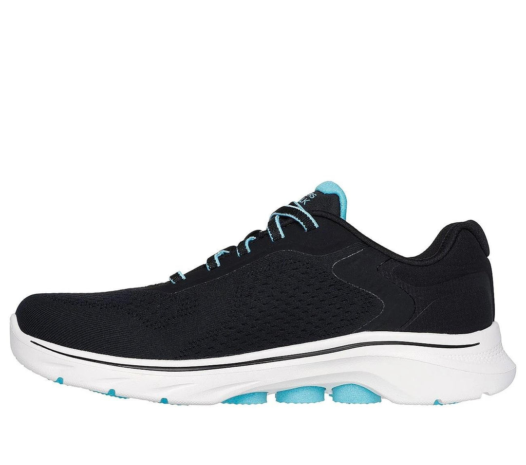 Women's Wide Fit Skechers 125215 Go Walk 7 Cosmic Waves Trainers in Black/Turquoise - Image 4