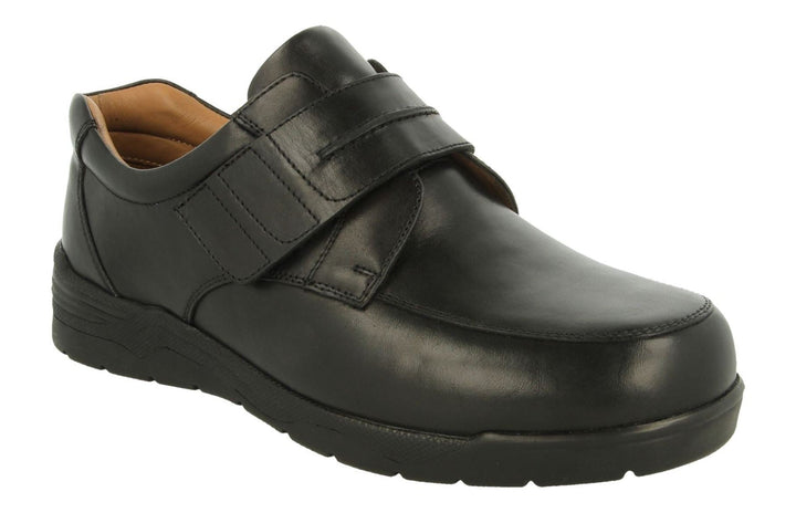 Mens Wide Fit DB Donald Shoes in Black Leather - Image 1