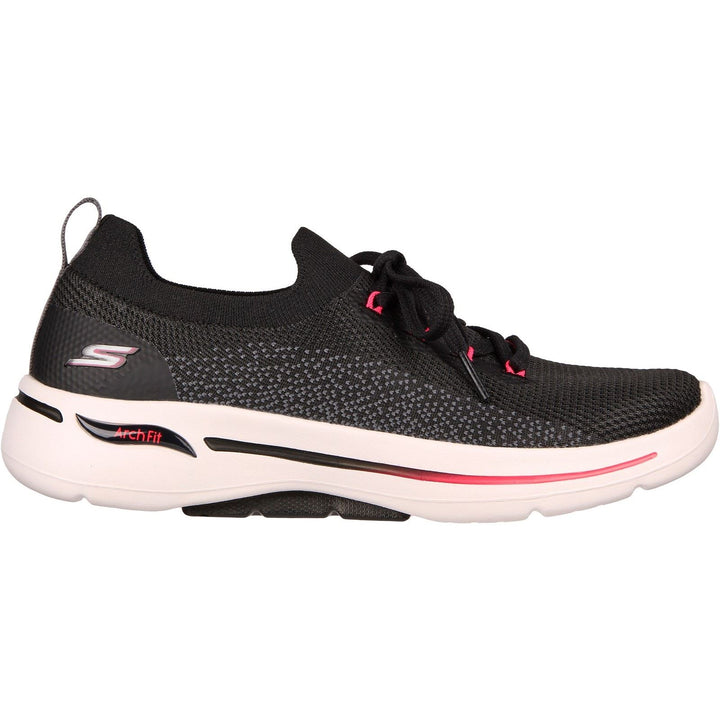 Women's Wide Fit Skechers 124863 Go Walk Arch Fit Clancy Trainers in Black /Hot pink - Image 1