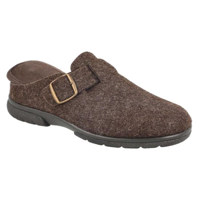 Men's Wide Fit DB Skyfall Mule Buckle Slippers in Navy Felt - Image 1