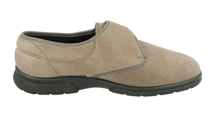 Men's Wide Fit DB Edison Slippers in Black Stretch Suedette - Image 1