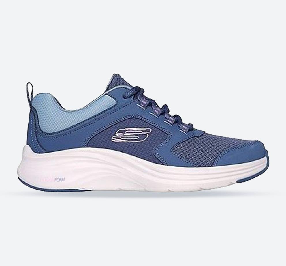 Women's Wide Fit Skechers 150023 Vapor Foam Trainers in Slate/Pink - Image 1
